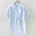 Camicia Costa da uomo in lino azzurro vista frontale