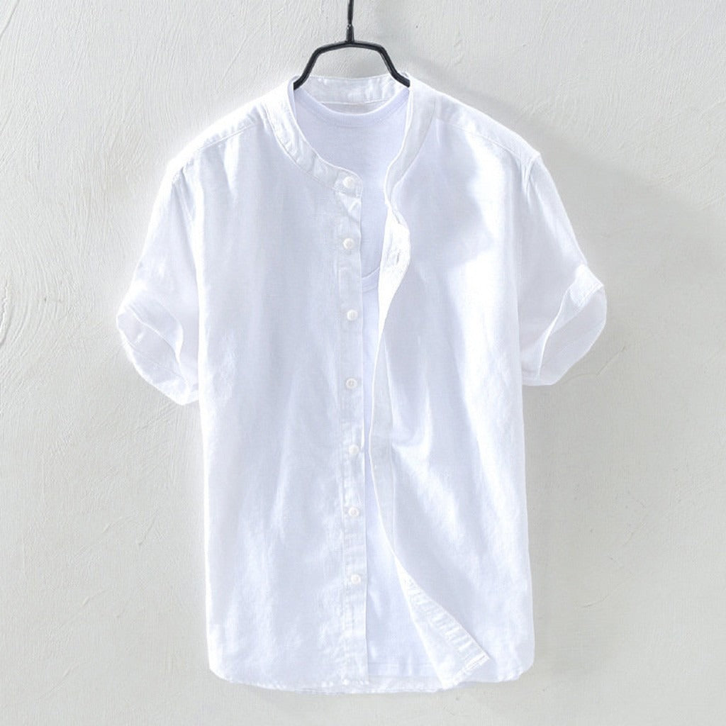 Camicia Lido da uomo in lino bianco vista frontale