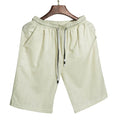 Shorts Duna da uomo in lino kaki chiaro con vita elasticizzata e coulisse